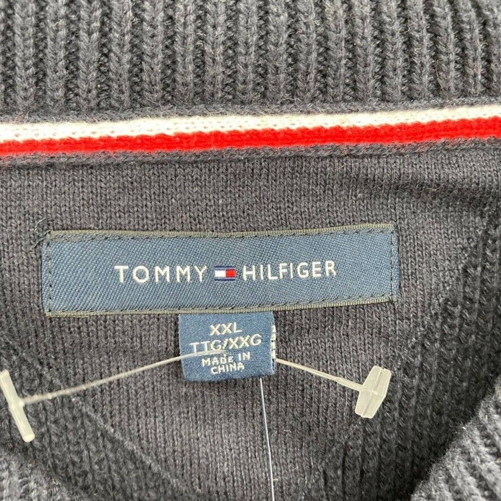 Tommy‎ Hilfiger Shawl Collar Pullover Sweater Mens 2XL Blue Long Sleeve Preppy - Picture 4 of 13